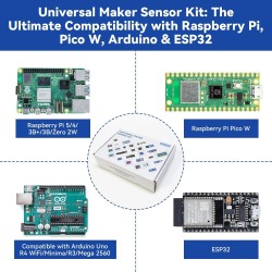SunFounder Universal Maker Sensor Kit Compatible with Arduino Mega 2560/Uno R3/R4 Minima/WiFi Nano, Raspberry Pi 5/4B/3B+/Zero 2 W/, Pico W, ESP32, C++, Python, MicroPython, Beginners & Engineers