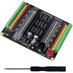 Freenove Breakout Board for ESP32 / ESP32-S3 WROVER WROOM, Terminal Block Shield HAT with Pin Header, 5V 3.3V Power Outputs, GPIO Status LED