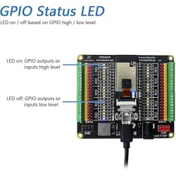 Freenove Breakout Board for ESP32 / ESP32-S3 WROVER WROOM, Terminal Block Shield HAT with Pin Header, 5V 3.3V Power Outputs, GPIO Status LED
