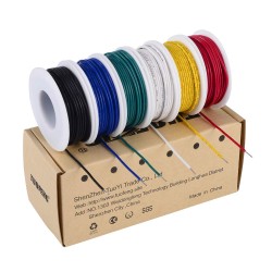 TUOFENG 22 awg Wire Solid Core Hookup Wires-6 Different Colored Breadboard Wires 30ft or 9m Each, 22 Gauge Electronic Wire PVC (OD: 1.60mm) Arduino Wires