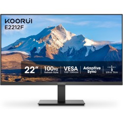 22 Inch Computer Monitor Full HD 1080P 100Hz PC Gaming Screen VA Panel Ultra-Slim Display 3000:1 Contrast Ratio with Adpitive Sync (HDMI/VGA/VESA Compatible 100x100mm/Audio Out), Tilt, Black