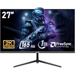 27 inch 2K QHD(2560×1440) PC Screen, 165Hz Gaming Monitor, 1ms Without Bezel, FreeSync,98% sRGB, 178° Wide Viewing Angle, HDMI2.0、DisplayPort, 75 * 75MM Wall Mount Compatible - Black