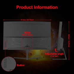 27 inch Curved Gaming Monitor,144Hz/180Hz PC Monitor Full HD 1080P, Frameless 1800R Computer Display with FreeSync & Eye-Care Technology, Wall Mountable, DP, HDMI Port (Black)