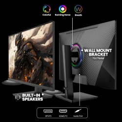 27Inch Gaming Monitor 360HZ, QHD 1440P 120% sRGB IPS Computer Monitor with Built in Speaker, Height/Pivot/Swivel/Tilt Adjustable Vertical Monitor, Support FreeSync, DP&HDMI, Wall Mount-Black
