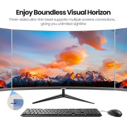 Monitor 32 inch Computer Monitor QHD (2560 x 1440) 2K 1500R Curved Computer Monitors 75HZ PC Monitors VA Screen for Home, Office and Dormitory,Support Wall Mount- Black