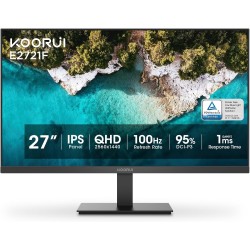 27 Inch QHD (2560x1440) IPS Ultra-Thin Computer Gaming Monitor, 100Hz Refresh Rate, DCI-P3 95%, FreeSync & G-Sync, 1ms MPRT, HDR10, VESA 100x100mm, Tilt Adjustable for Game and Work
